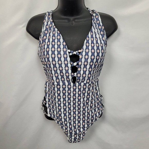 SALE 5/$25 Jessica Simpson Venice Beach Plunging Strappy One Piece Swimsuit NWT - Picture 4 of 14